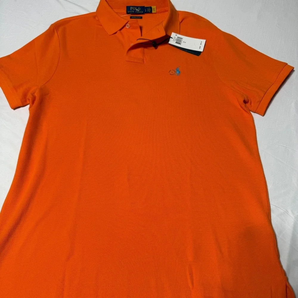 NWT Polo Ralph Lauren Custom Slim Fit Cotton Mesh Shirt Men's Size Large Orange